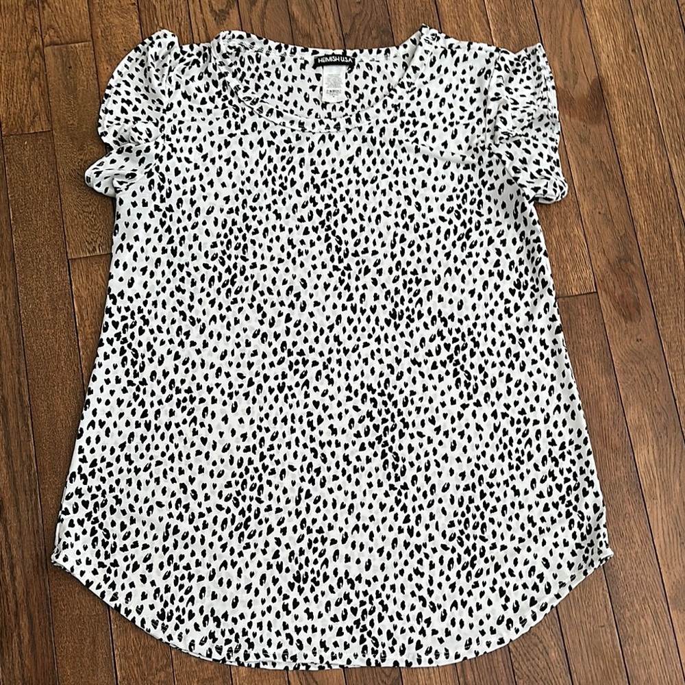 NWOT HEIMISH USA Black and White Patterned Blouse